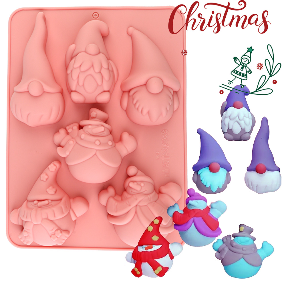 Candle Making Items - 6 Bölmeli Noel Gnome Kek Çikolata
