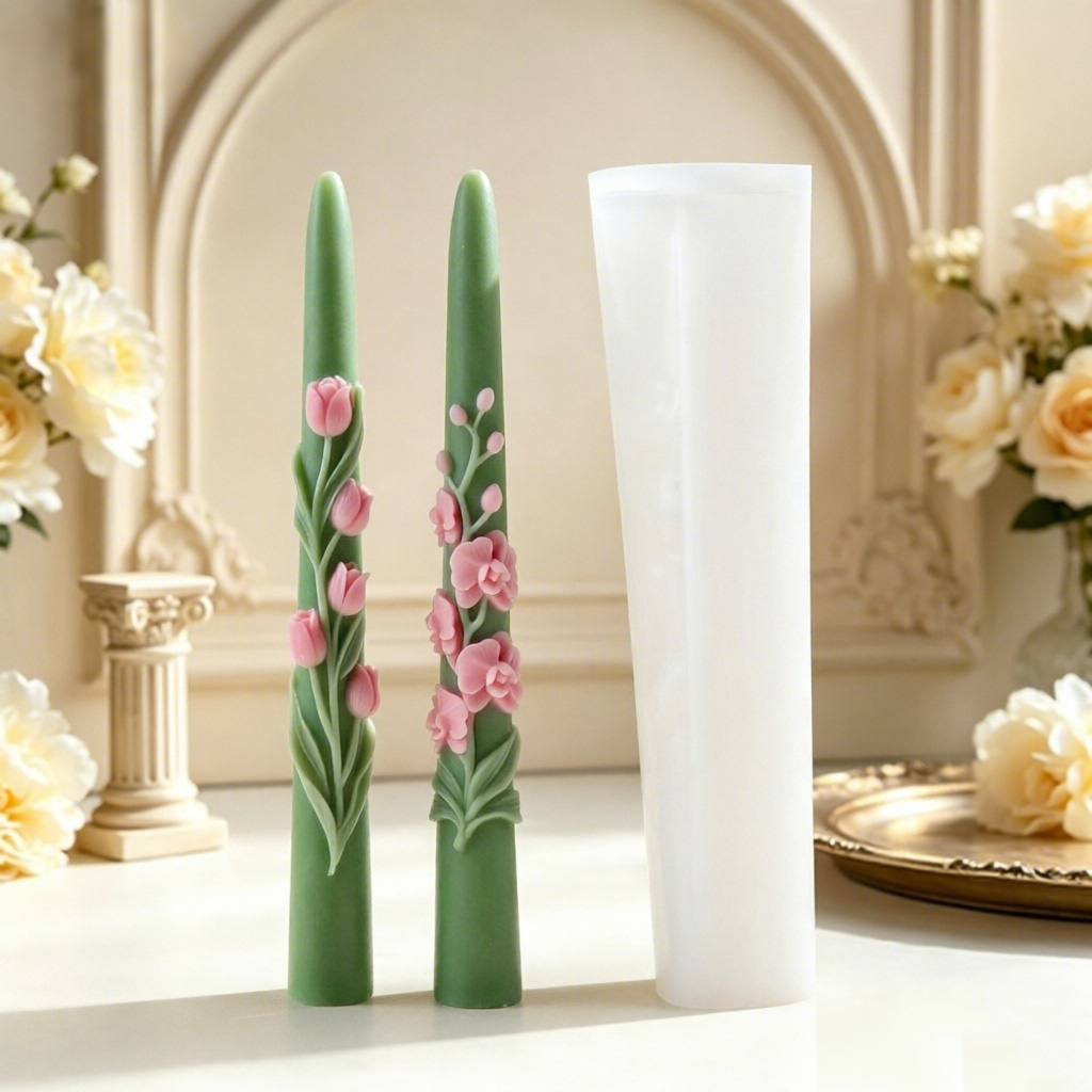 Candle Making With Beeswax - Uzun Saplı Çiçek Şeklinde Mum Silikon