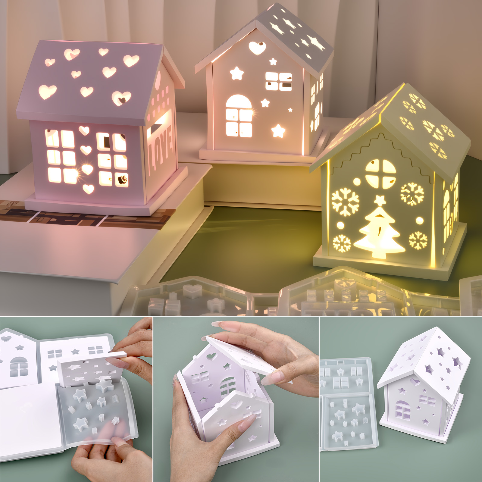 Candle Making Items - 3D Ev silikon kalıp DIY Noel
