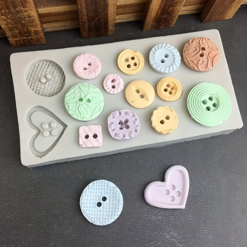 Candle Making Items - Düğme Şekilli Silikon Kalıp Sabun ve