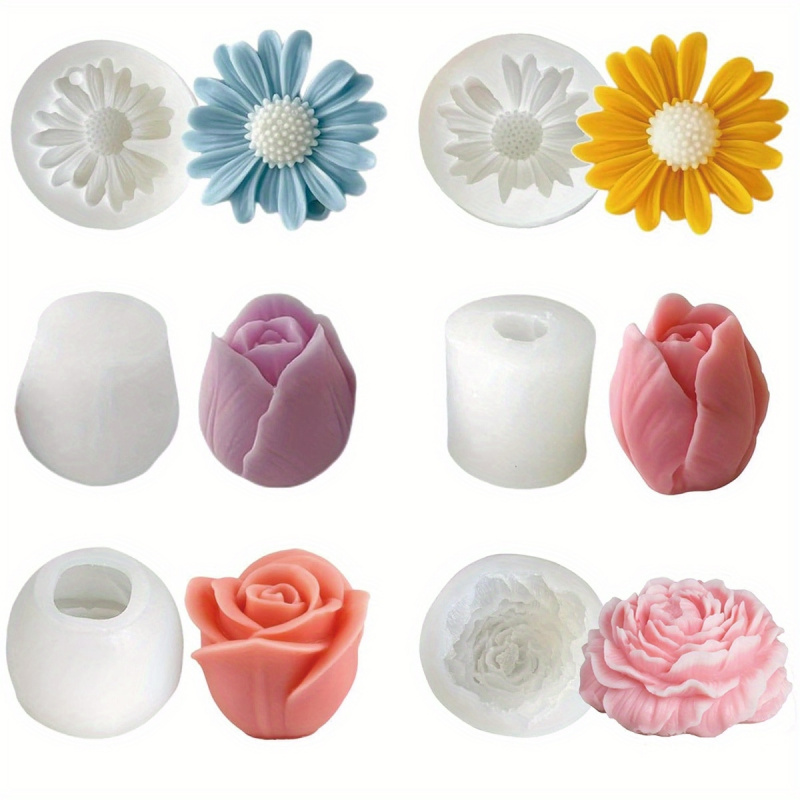 Candle Making Set - 6 Çiçekli Mum Kalıp Seti –