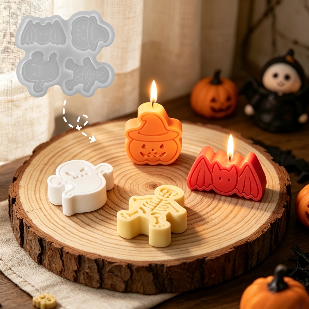 Candle Making Set - 4 bölmeli silikon reçine kalıp seti,